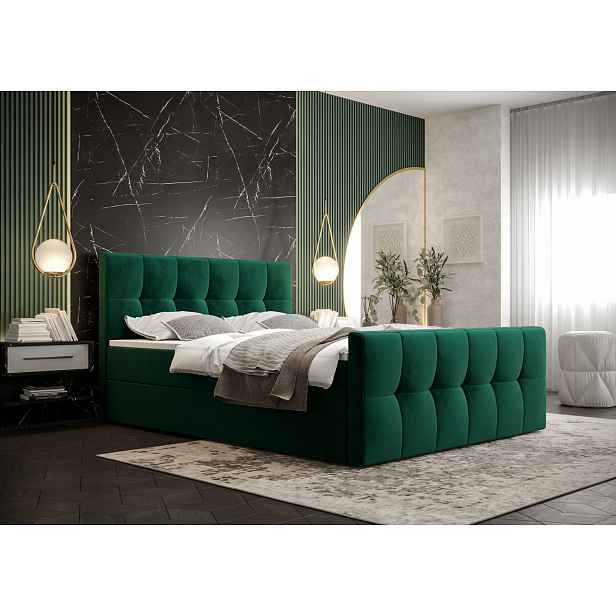 Elegantní manželská postel ELIONE - 160x200, zelená