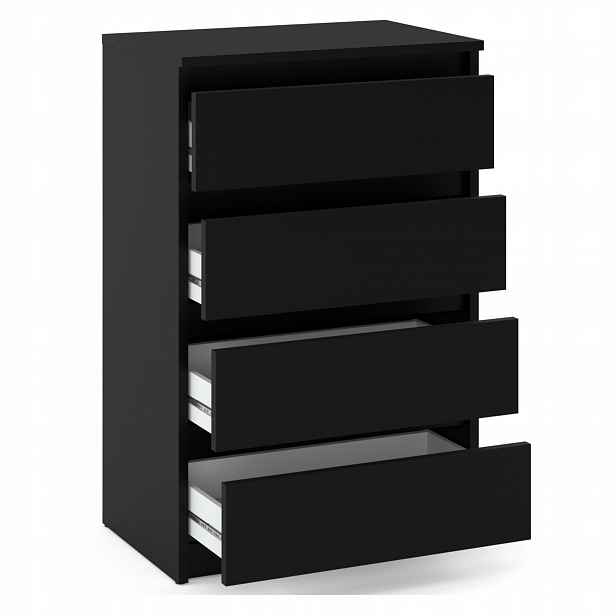 Komoda Se 4 Zásuvkami Černá 60 CM Moderní Vysoká Loftová Skříňka Do Obývacího Pokoje
