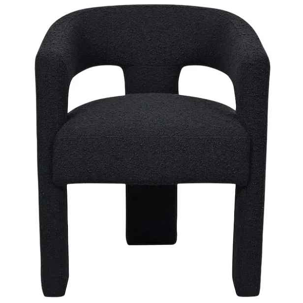 LivinHill Designové čalouněné jídelní křeslo Leith bouclé černé
