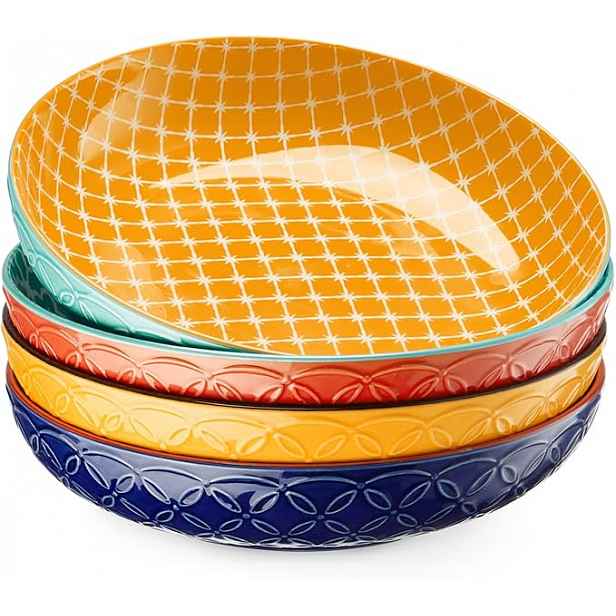 Misky Sada 4 porcelánových misek 21,6 cm 1000 ml na těstoviny Polévky A Saláty