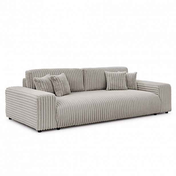 S-Style POHOVKA BIG SOFA Mollis s funkcí spaní a úložným prostorem ve světle šedé barvě z plyšového manšestru