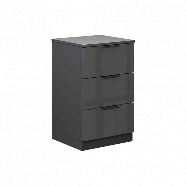 Vicco NOČNÍ STOLEK Fino Černý vysoký lesk 37.6 x 61.8 cm se 3 zásuvkami