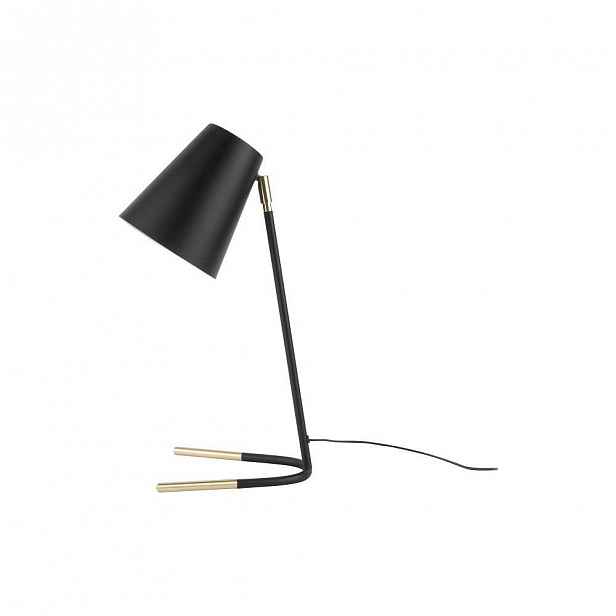 Černá stolní lampa s detaily ve zlaté barvě Leitmotiv Noble
