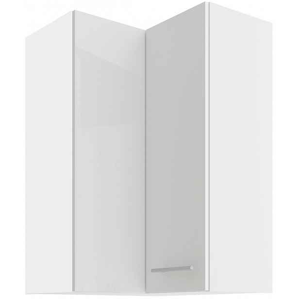 Horní rohová skříňka Lara 60x60 GN-90 2F (90°) Barva korpusu: Bílá, Barva dvířek: Bílý lesk