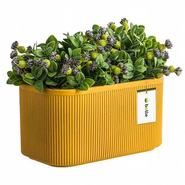 Květináč s keramickým krytem Žlutý 25,5 cm H13,5 cm Matný Moderní Stylový