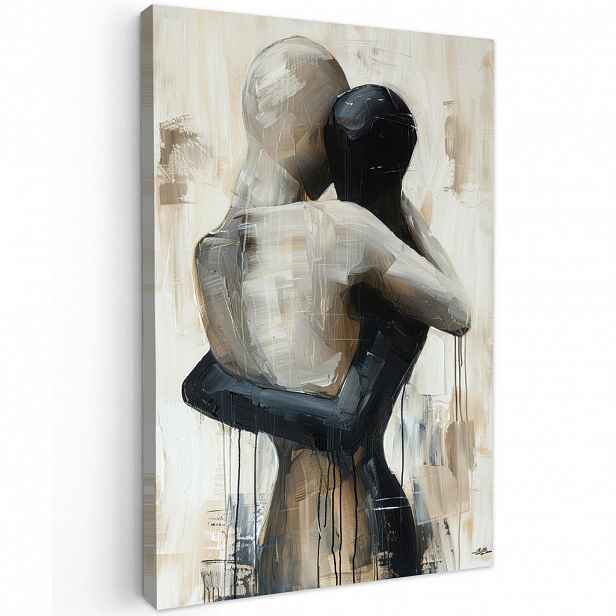 MuchoWow OBRAZ NA PLÁTNĚ Abstraktní - Láska - Černobílé - Moderní 80x120 cm