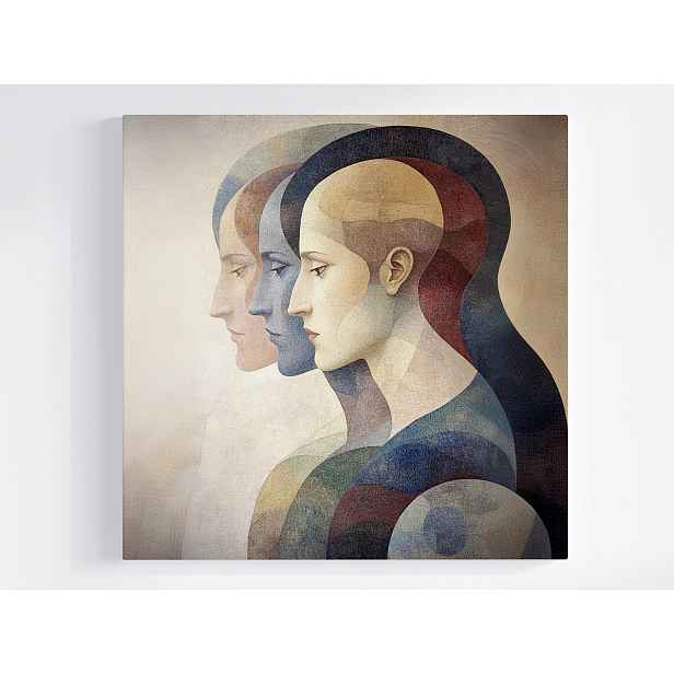 Obraz Na Plátně Canvas Abstrakce Portrét Profil Tvář Mozaika Trio 50x50