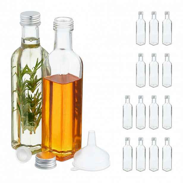 Relaxdays LÁHVE transparentní stříbrná 16ks-sada 250 ml