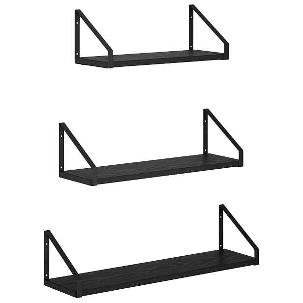 vidaXL Nástěnné poličky 3 ks Černý dub 60 x 16 x 15,5 cm