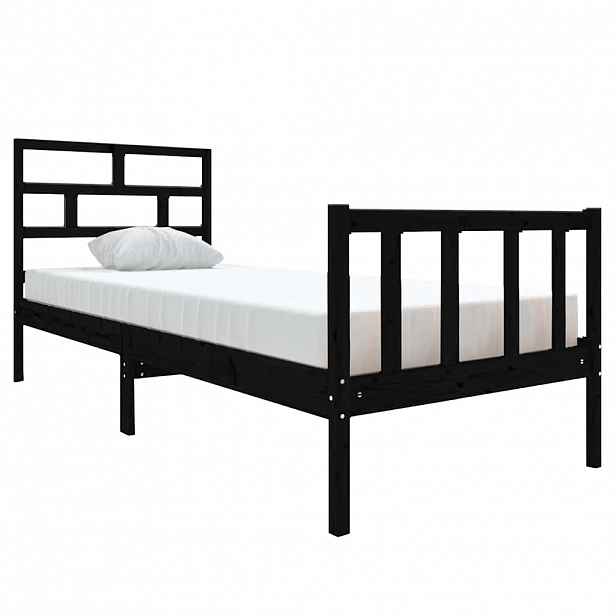 vidaXL Rám postele černý masivní borovice 75 x 190 cm malé jednolůžko