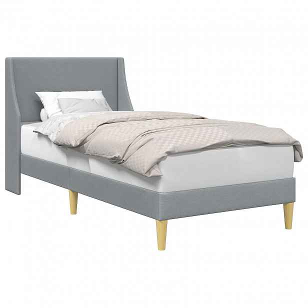 vidaXL Rám postele Jednobarevný s čelo Světle šedá 100 x 200 cm textil