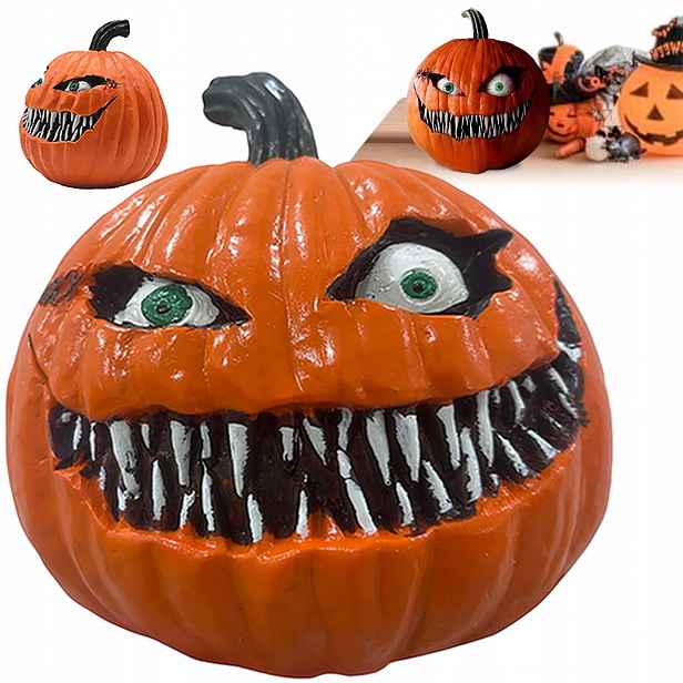 Oranžová dýně Strašidelná dekorace na Halloween 20x19 Cm