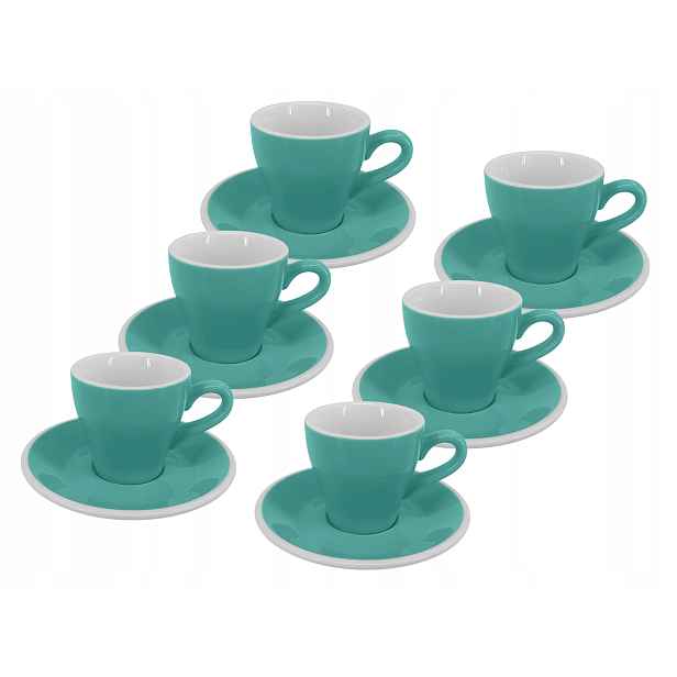 Set 6 ks Presso šálek s podšálkem Milano, 75 ml, tyrkysový