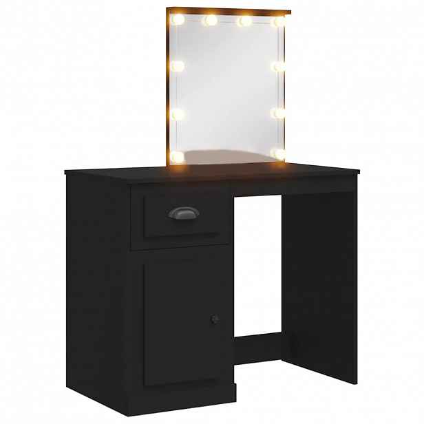 vidaXL Toaletní stolek s LED osvětlením černý 90 x 42 x 132,5 cm