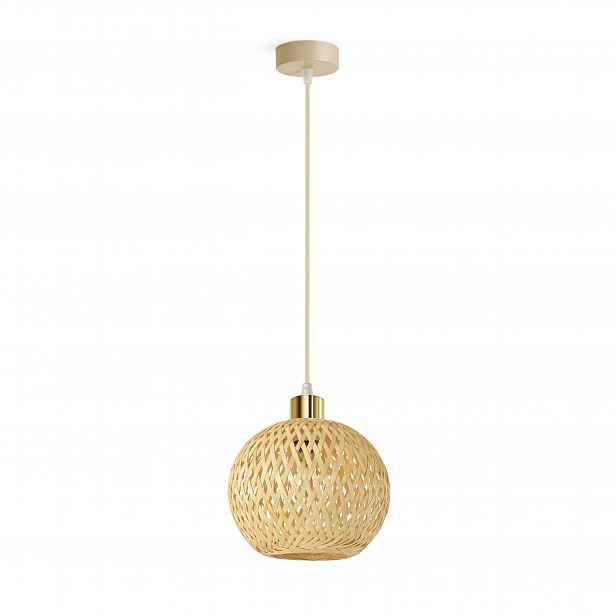 Závěsná lampa Rattan Béžová Boho 1xE27 Nastavitelná výška Obývací pokoj Ložnice