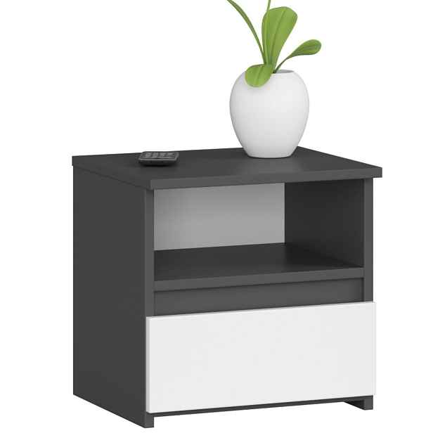 Ak furniture Noční stolek CL1 40 cm grafitově šedý/bílý