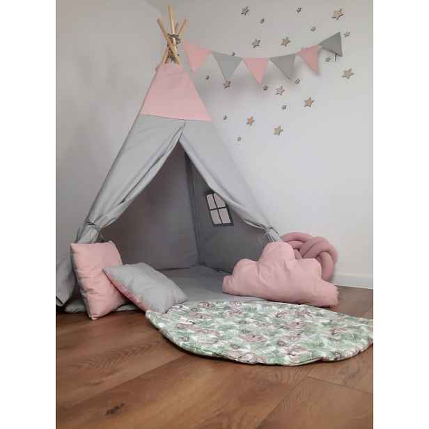 ArtTip Dětský stan TIPOO Teepee | šedá/růžová