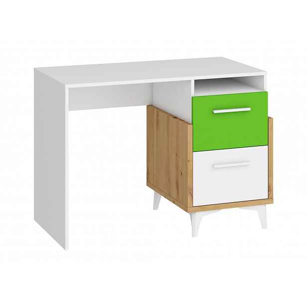 Hey – psací stůl 105, dub artisan/bílá/zelená