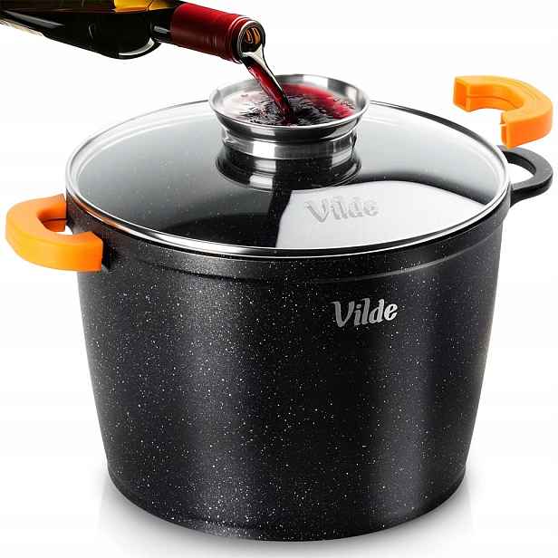 Hrnec Granitový 6,7 L 24 cm Víčko Aroma Dávkovač Silikon Vilde