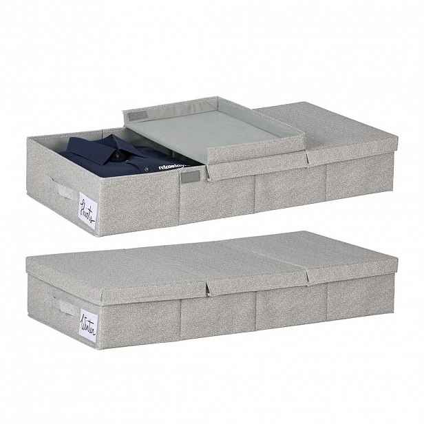 Relaxdays KONTEJNER Šedý pod postel 2ks-Set s víkem