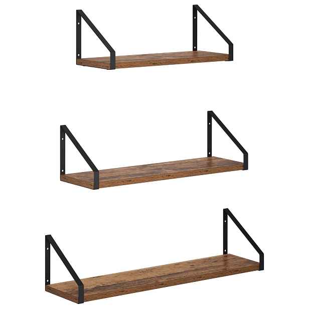 vidaXL Nástěnné poličky 3 ks Staré dřevo 60 x 16 x 15,5 cm