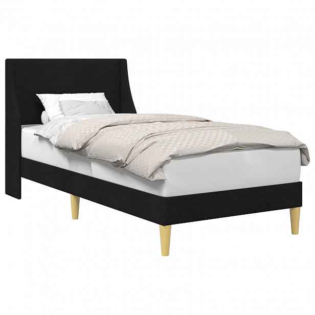 vidaXL Rám postele Jednobarevný s čelo Černý 100 x 200 cm textil