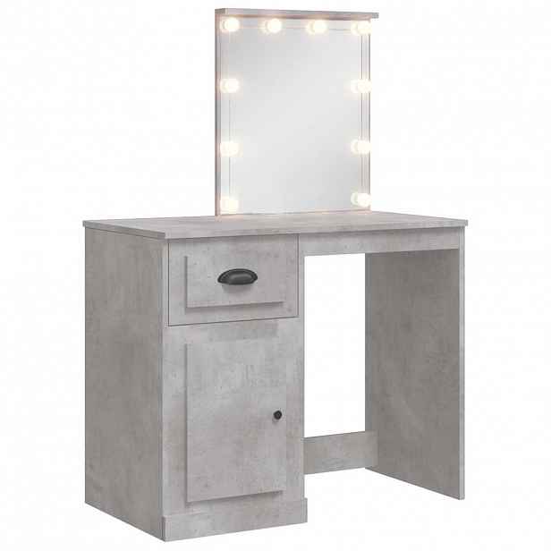 vidaXL Toaletní stolek s LED osvětlením betonově šedý 90x42x132,5 cm