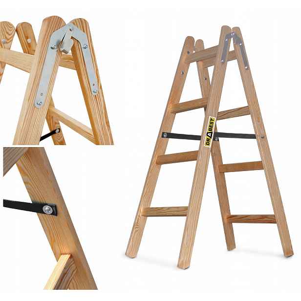 Žebřík dřevěná malířská Žebřík 2x4 stupně Drabest 150 kg Hák
