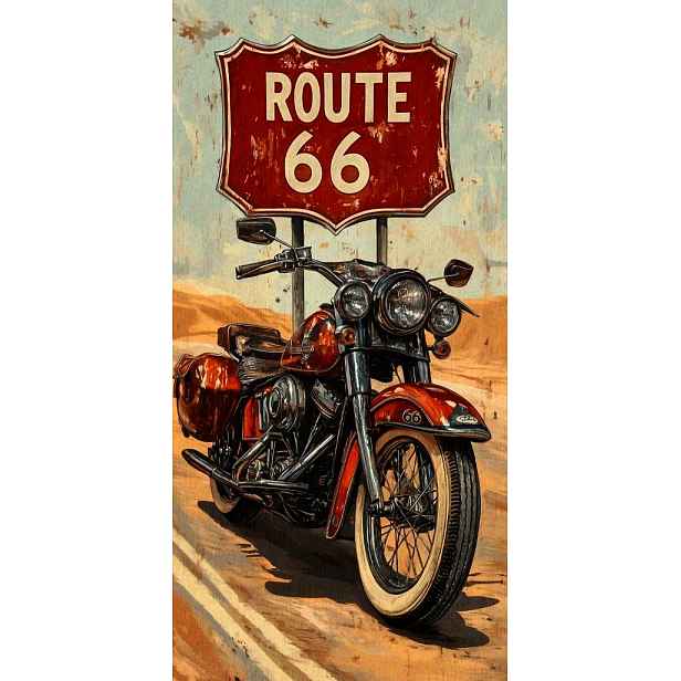 Motocyklový Ručník Route 66 Obrovský Plážový Ručník Pro Motorkáře 90x180