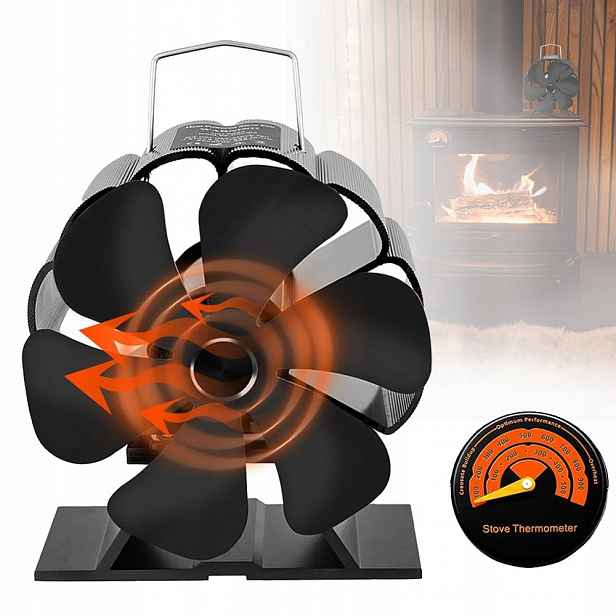 6 Lopatkový ventilátor pro krb na dřevo, Tichý radiátorový ventilátor