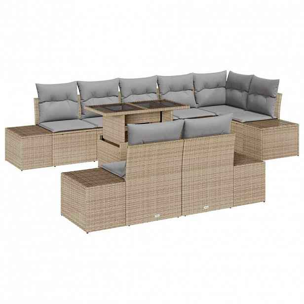 vidaXL Sada zahradních pohovek 9 ks Béžová a Světle šedá polyratan