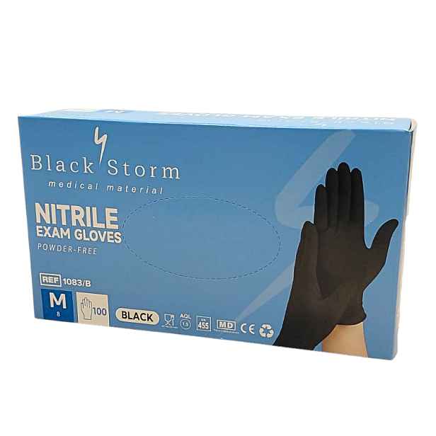 Rukavice Black Storm Nitril černé - vel.M 100ks/bal.