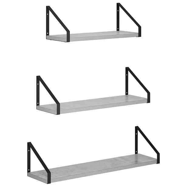 vidaXL Nástěnné poličky 3 ks Betonově šedá 60 x 16 x 15,5 cm