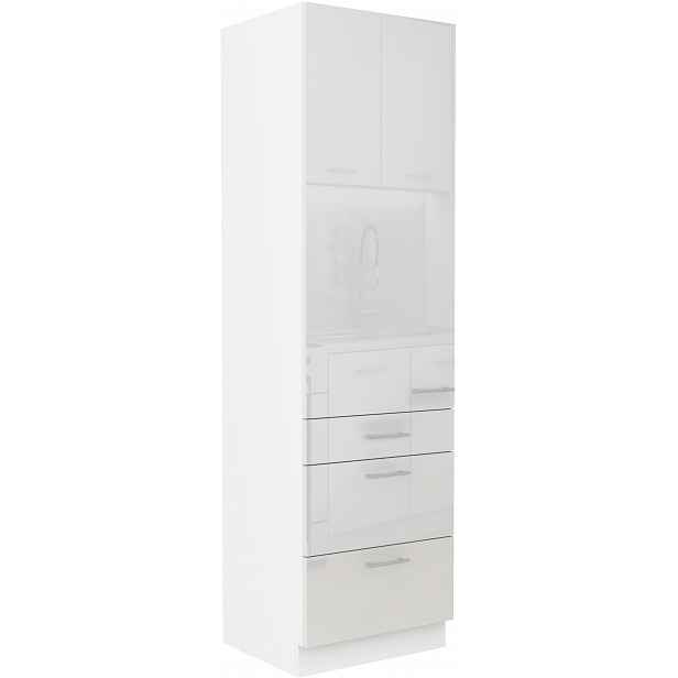 Vysoká potravinová skříňka Lara 60 DKS-210 3S 1F - Premium Box Barva korpusu: Bílá, Barva dvířek: Bílý lesk