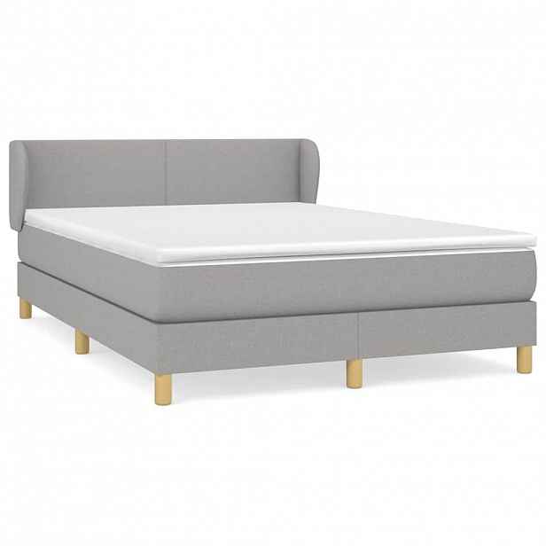 vidaXL Box spring postel s matrací světle šedá 140 x 190 cm textil