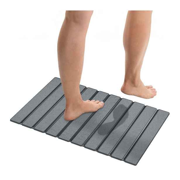 Šedá z křemeliny koupelnová předložka 39x60 cm Tritea – Wenko