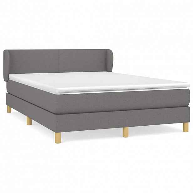 vidaXL Box spring postel s matrací tmavě šedý 140 x 190 cm textil