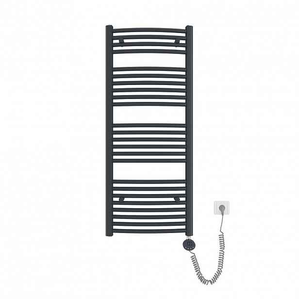 EMKE RADIÁTOR Elektrický zakřivený na ručníky, antracit, 120/50 cm
