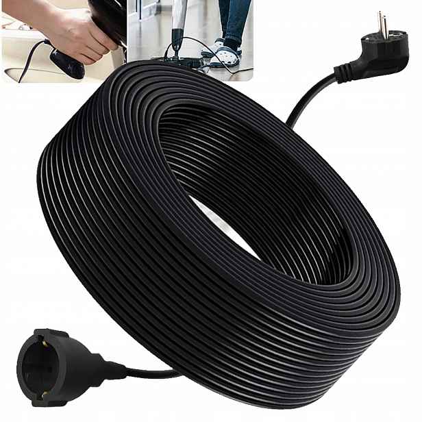 Prodlužovací Kabel Pro Sekačku Na Trávu, Silný, 30 m, Černý