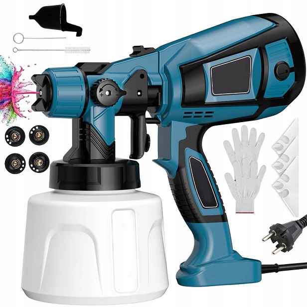 Elektrická Stříkací Pistole Na Malování Stěn 850W 4 Tryysky 1400ML