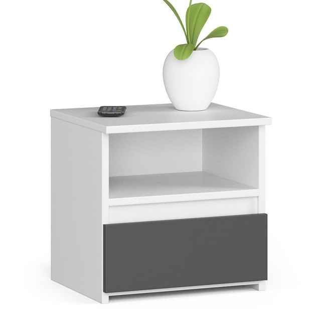Ak furniture Noční stolek CL1 bílý/grafitově šedý