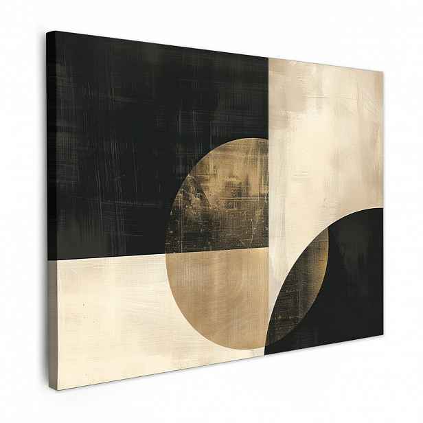 MuchoWow OBRAZ NA PLÁTNĚ Abstraktní - Geometrické tvary - Černá - Zlatá 80x60 cm
