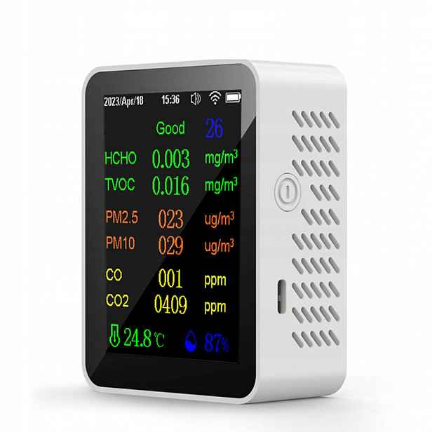 Přenosný měřič kvality vzduchu 9v1 PM2.5 PM10 Co CO2 Tvoc Hcho