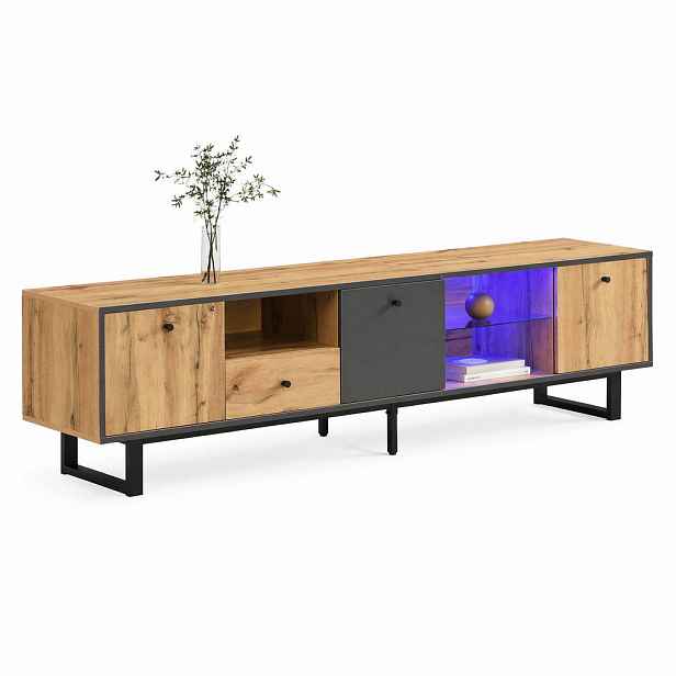 STILVORA TV STOLEK přírodní, LED světelný efekt, do obývacího pokoje, 190×40×50 cm
