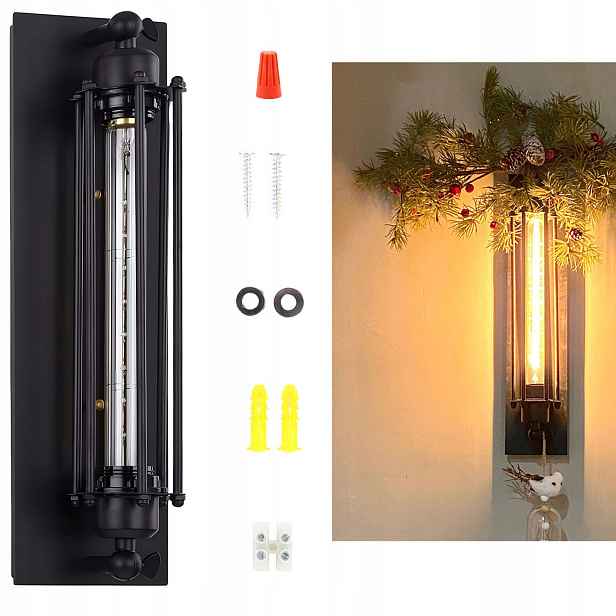 Retro lampa Starožitná nástěnná lampa Vintage Industrial Klec Nástěnná lampa Pokoj 1 Ks