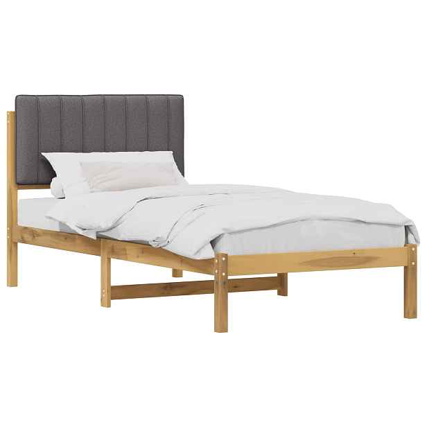 vidaXL Rám postele s čalouněným čelem Bělená a světle šedá 80 x 200 cm