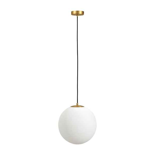 Bílé/ve zlaté barvě kovové závěsné svítidlo se skleněným stínidlem ø 30 cm Brisia – Kave Home