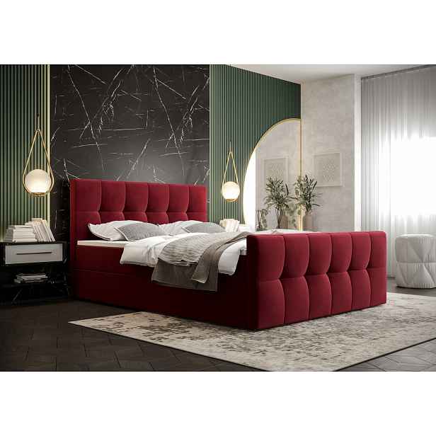 Elegantní manželská postel ELIONE - 180x200, červená