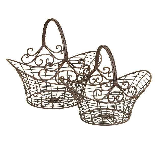 Hnědé dekorační kovové koše - set 2 ks - 41*31*35 / 36*24*28 cm Clayre & Eef