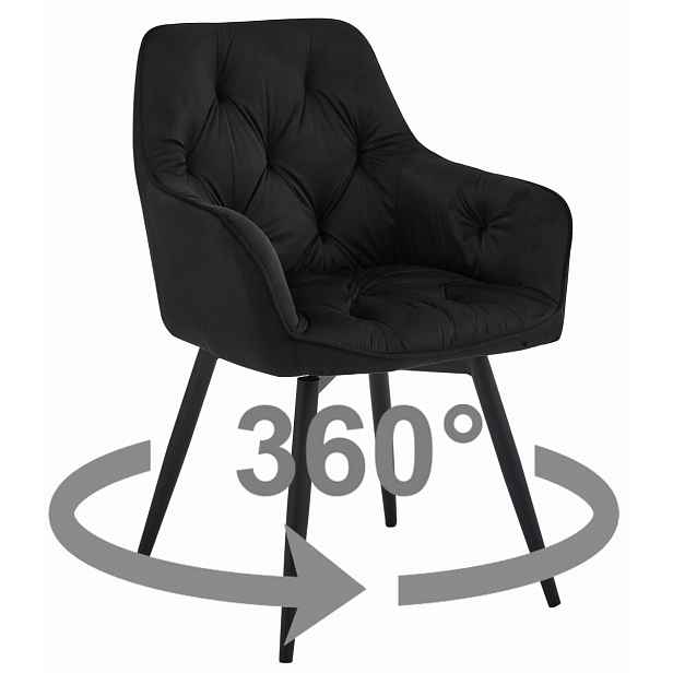 Otočné jídelní křeslo JORK360 VELVET, černé